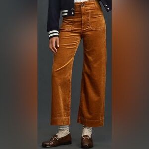 Maeve ANTHROPOLOGIE Colette Caramel Corduroy Wide-Leg Crop Pants Women’s Size 29